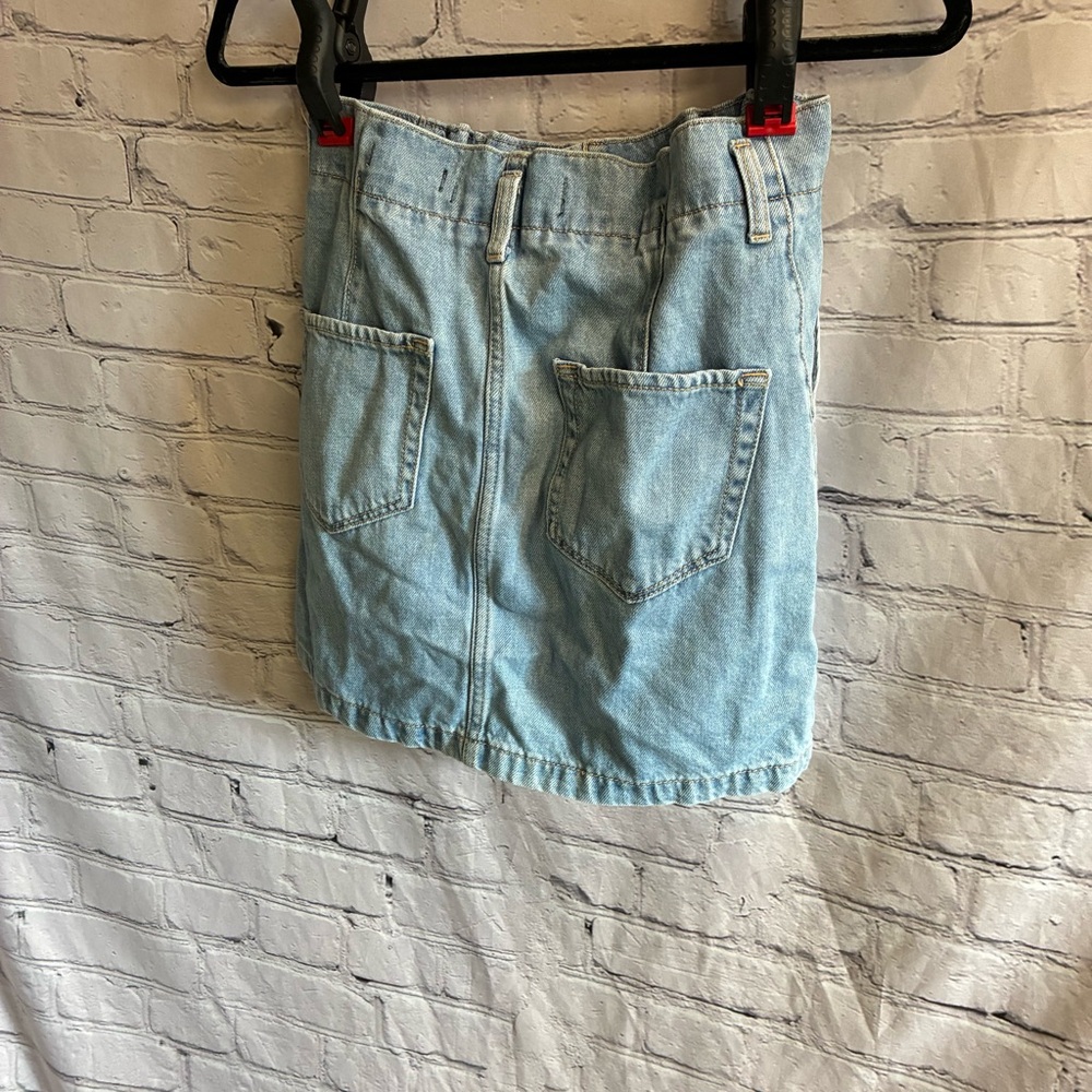 Hollister Women Blue Ultra High Rise Denim Jean 100% Cotton Skirt Sz 3 W26 Retro - Picture 8 of 9